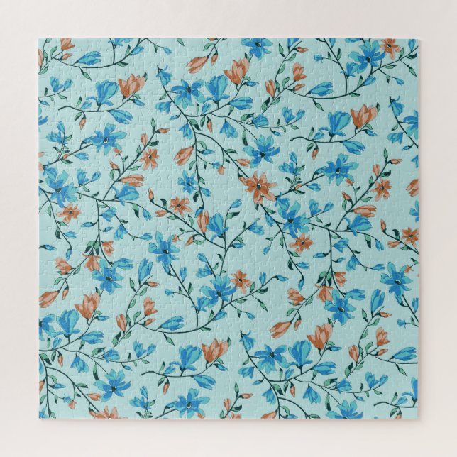 Simple Vintage: Floral Fabric Pattern Jigsaw Puzzle (Vertical)