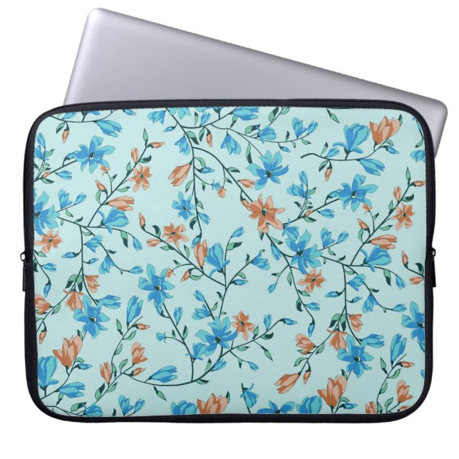 Simple Vintage: Floral Fabric Pattern Laptop Sleeve (Front)