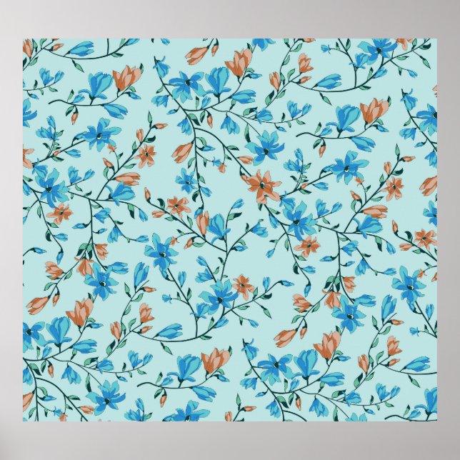 Simple Vintage: Floral Fabric Pattern Poster (Front)