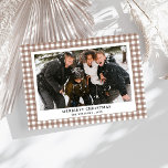 Simple Vintage Green Gingham Plaid Photo Christmas Holiday Card<br><div class="desc">Send warm holiday wishes with our Simple Vintage Green Gingham Plaid Photo Christmas Holiday Card! Featuring a classic green gingham plaid pattern with a nostalgic vintage touch, this card beautifully frames your favorite family photo. Its clean and timeless design evokes a cozy, festive feel, perfect for celebrating the season with...</div>