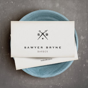 Simple Vintage Hairstylist Barber Scissors Logo Business Card