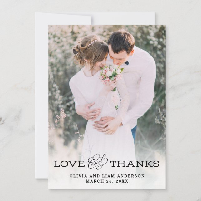 Simple Vintage Look | Wedding Photo Thank You Card (Front)