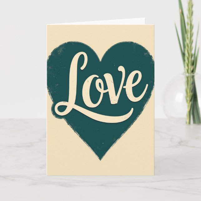 Simple Vintage Love Heart Card (Front)