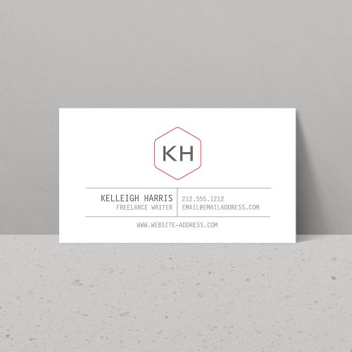 Simple Vintage Monogram Logo in Gray/Red Business Card Template