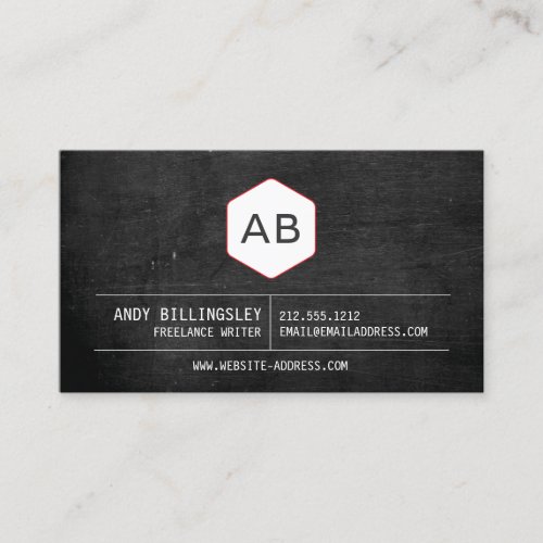 Simple Vintage Monogram Logo on Black Wood Business Card Template