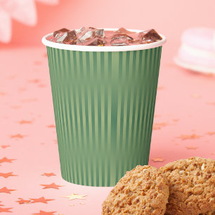 Simple Vintage Olive Sage Green Gradient Striped Paper Cups