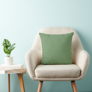 Simple Vintage Olive Sage Green Gradient Striped Throw Pillow