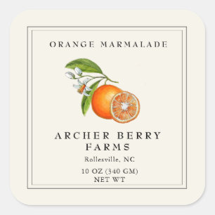 Simple Vintage Orange Marmalade Jam Jar Label