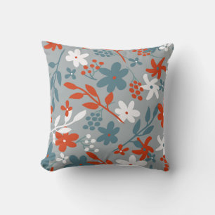 Simple vintage pattern. Grey background, orange, Throw Pillow