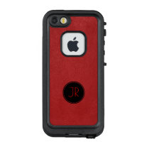 Simple Vintage Red Leather Texture Print LifeProof FRĒ iPhone SE/5/5s Case