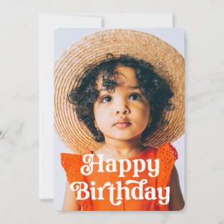 Simple Vintage Retro Typography Photo Birthday Card