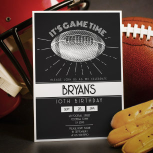 Simple Vintage Retro White Football Birthday Invitation