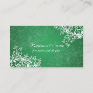 Simple Vintage Scroll Emerald Green Business Card