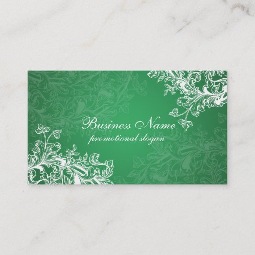 Customizable Simple Vintage Scroll Emerald Green Business Card Template