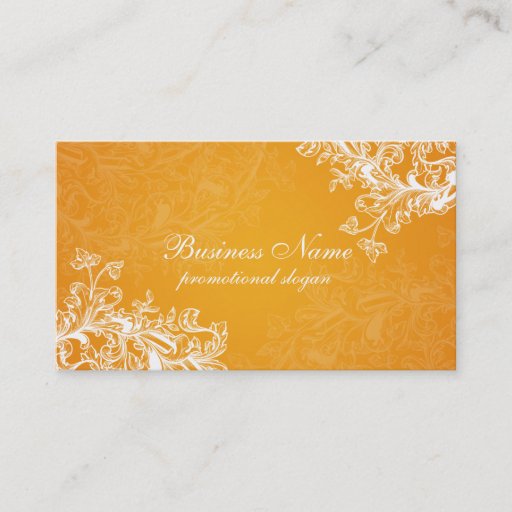 Customizable Simple Vintage Scroll Orange Business Card Template