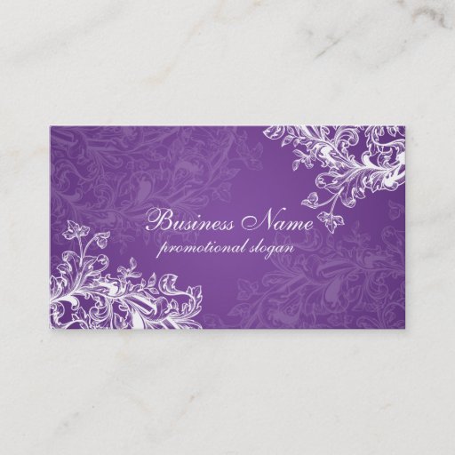 Customizable Simple Vintage Scroll Purple Business Card Template