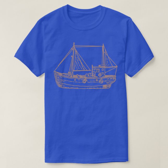 Simple Vintage Ship Drawing T-Shirt (Design Front)