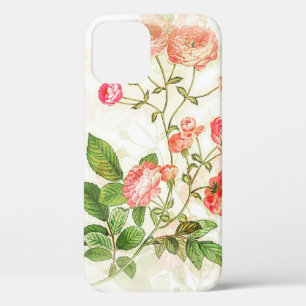 Simple Vintage Victorian Pink Floral Design iPhone 12 Pro Case