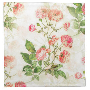Simple Vintage Victorian Pink Floral Design Cloth Napkin