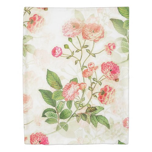 Simple Vintage Victorian Pink Floral Design  Duvet Cover