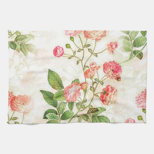 Simple Vintage Victorian Pink Floral Design  Kitchen Towel