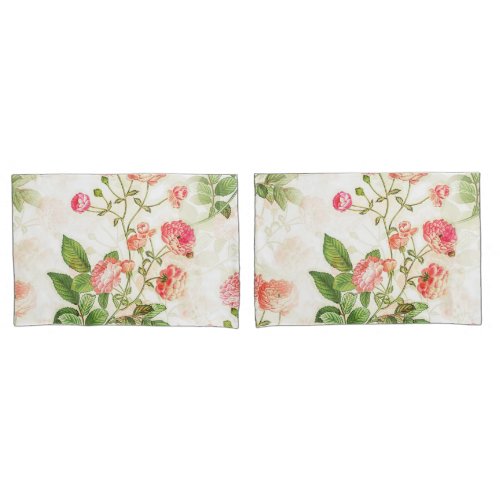 Simple Vintage Victorian Pink Floral Design  Pillow Case
