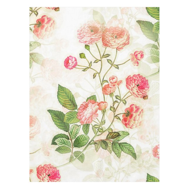 Simple Vintage Victorian Pink Floral Design | Tablecloth (Front)