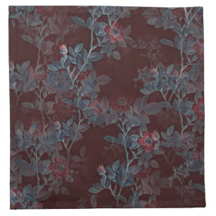 Simple Vintage Victorian Red Floral Design Cloth Napkin