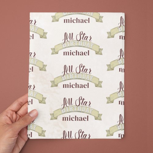 Simple Vintage Whimsical Baseball Cute Custom Tissue Paper