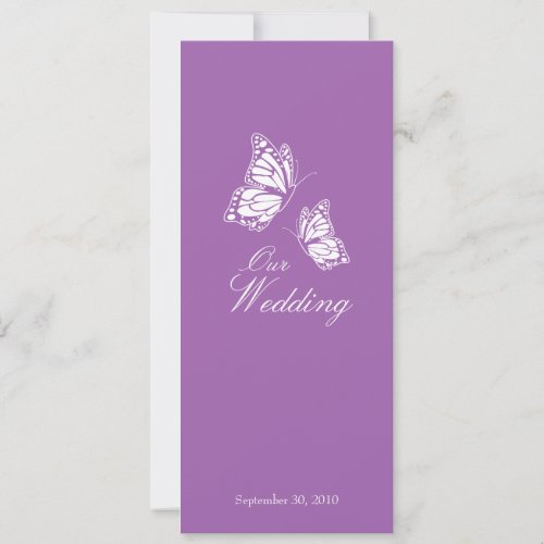Simple Violet Butterflies Wedding Announcement 2