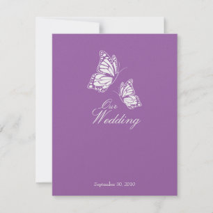 Simple Violet Butterflies Wedding Announcement 2