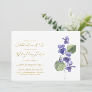 Simple Violet Celebration of Life Funeral Invitation