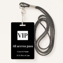 simple vip all access pass concert name occassion
