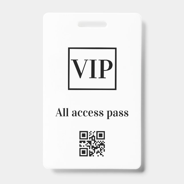 simple vip all access pass concert name occassion  badge (Front)