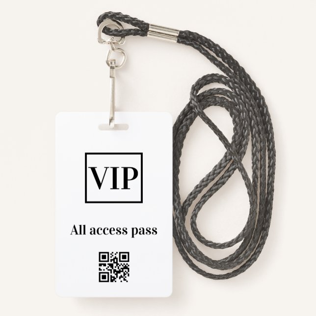 simple vip all access pass concert name occassion  badge (Front with Lanyard)