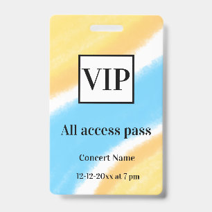 simple vip all access pass concert name occassion badge