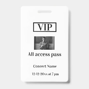 simple vip all access pass concert name occassion  badge