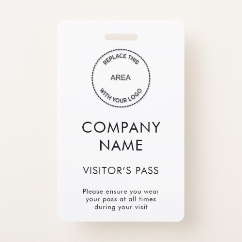 Simple Visitors Pass Company Name Logo Any Color Badge