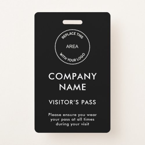 Simple Visitors Pass Company Name Logo Black White Badge