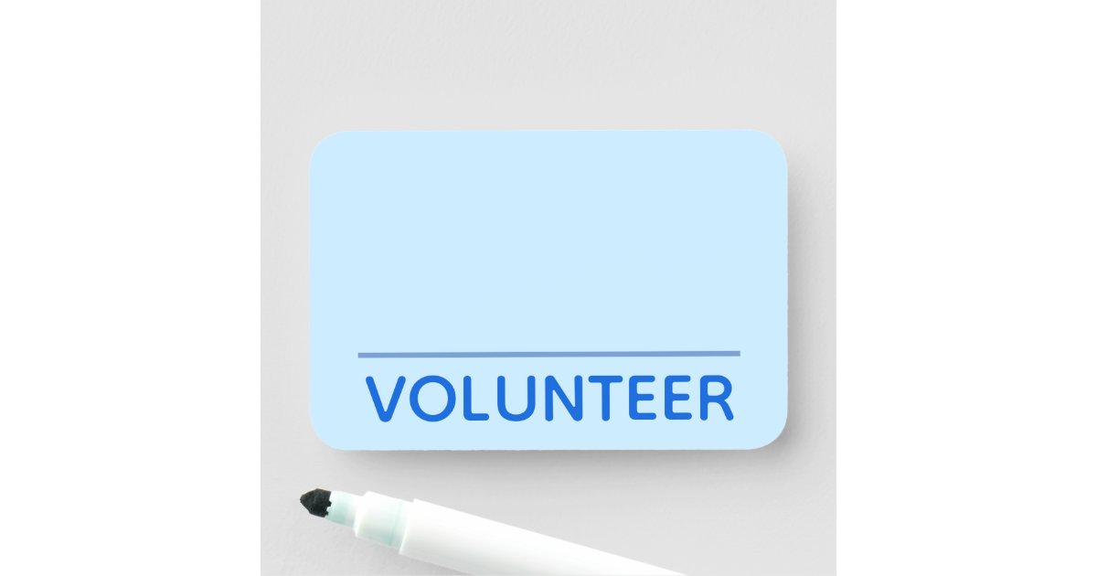 Simple "VOLUNTEER" Name Tag Zazzle