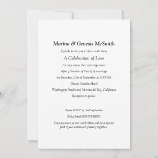 Simple Vow Renewal Classic Invitation