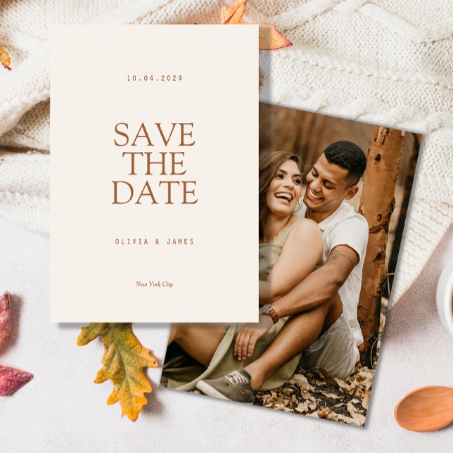 Simple Warm Autumn Photo Wedding Save The Date (Creator Uploaded)