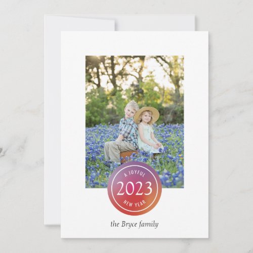 Simple Warm Gradient Dot New Year Photo Holiday Card