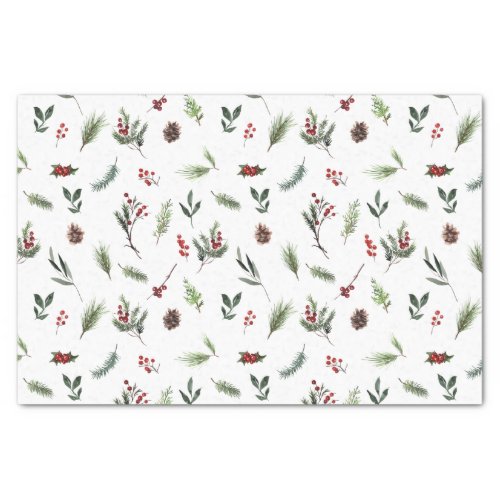 Simple Warm Red Winter Watercolor Christmas Tissue Paper