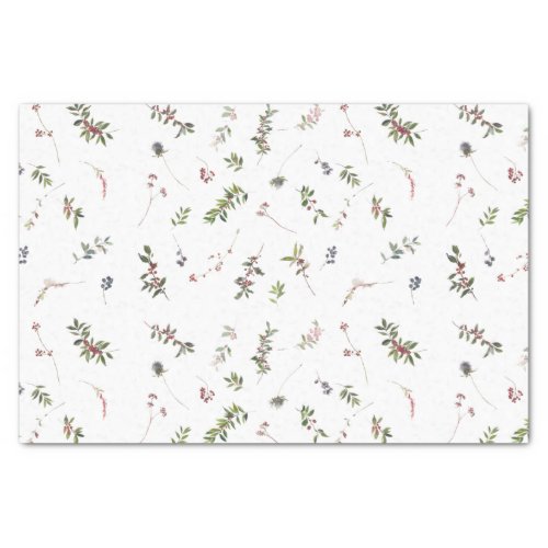 Simple Warm Winter Berry Watercolor Christmas Tissue Paper