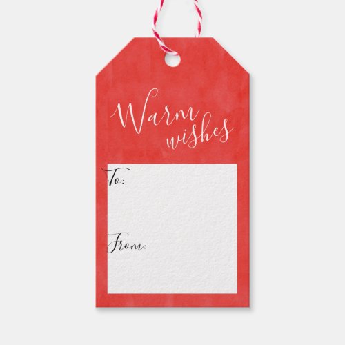 Simple Warm Wishes Christmas Holiday Gift Tags