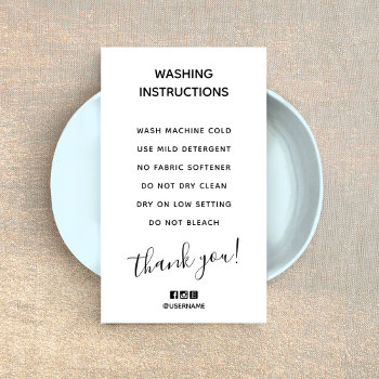 Simple Washing Instructions Thank You Business Card by sm_business_cards at Zazzle