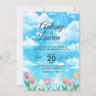 Simple water color wedding  invitation