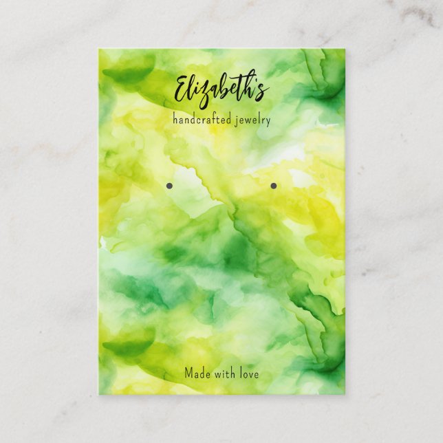 Simple Watercolor Add logo Earrings Display Card (Front)