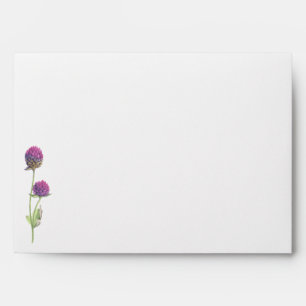Simple Watercolor Amaranth Thistle Flower Wedding Envelope